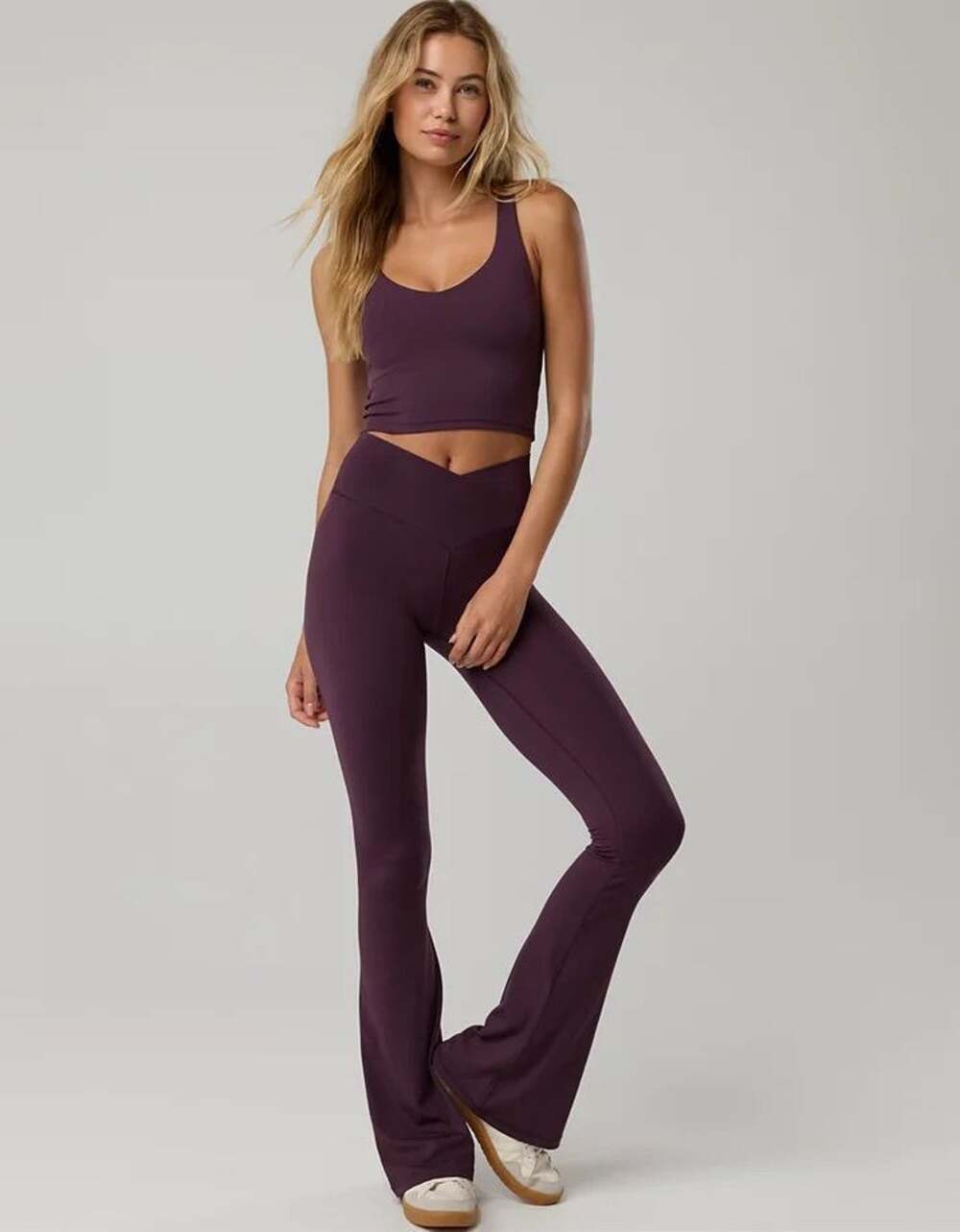 NWT OFFLINE By Aerie Real Me High Waisted Crossover Flare Leggings Plum Size XL